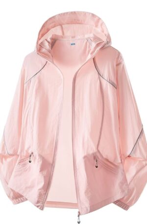 Side Breath Mesh Reflective Trim UPF50+ Sun Jacket Lightweight Packable Hooded Windbreaker