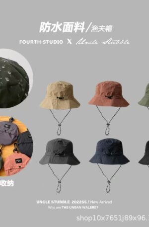 Light Foldable Waterproof UV Protection Bucket Hat With Mini Carry Bag, Adjustable Drawstring Wind Resistant Fisherman Cap For Travel Camping Beach Daily Men Women