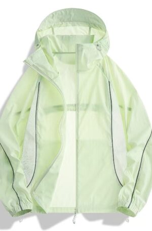 Oversized Loose Side Breath Mesh UV Block Skin Jacket, Thin Semi-Sheer Reflective Trim Hooded Sun Coat For Night Running Cycling Fishing Daily Travel Couple Matching