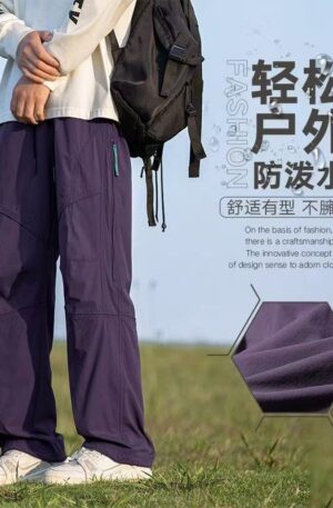 Men Water Repellent UPF50+ Quick Dry Cargo Hiking Pants 3D Cut Drawstring Cuff Zip Pocket Windproof Outdoor Trekking Trousers