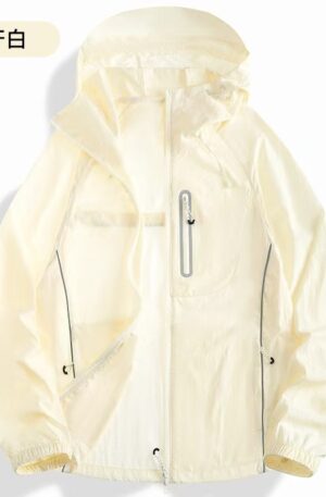 Oversized Loose Side Big Mesh Vent UV Block Skin Jacket, Thin Crinkle Cool Touch Reflective Hooded Sun Coat For Night Running Hiking Fishing Daily Travel Couple Matching