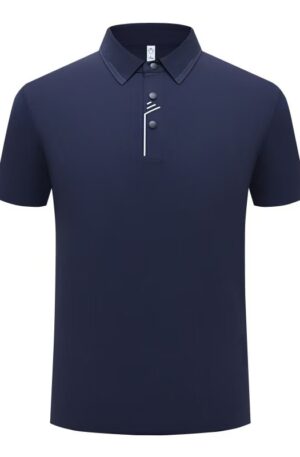 Mens Line Print Placket UPF50+ Ice Silk Polo Shirt Wrinkle Free Quick Dry Stretch Golf Casual Collared Tee