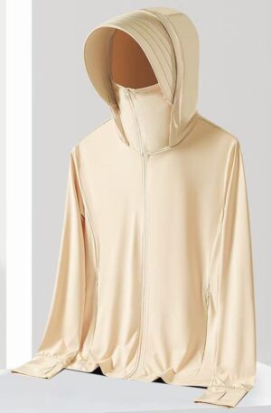 Ice Silk Full Face Cover UPF50+ Sun Jacket Breathable Hooded UV Protection Windbreaker