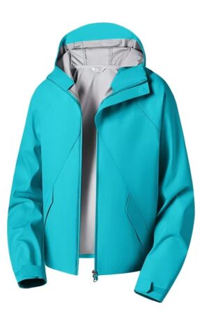 Unisex Lightweight Waterproof Hooded Softshell Jacket, Windproof Breathable Outdoor Hiking Coat Multi Color Casual Travel Outerwear