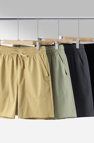 Plain Solid UPF50+ Quick Dry Bermuda Shorts Elastic Drawstring Waist Side Pocket Breathable Daily Casual Walking Shorts